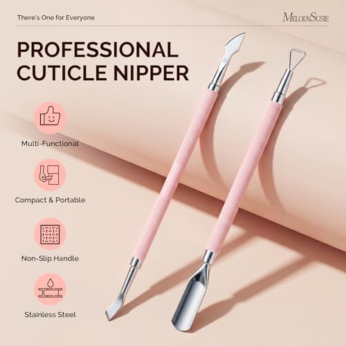 MelodySusie Cuticle Pusher and Nail Polish Scraper Set - Stainless Steel