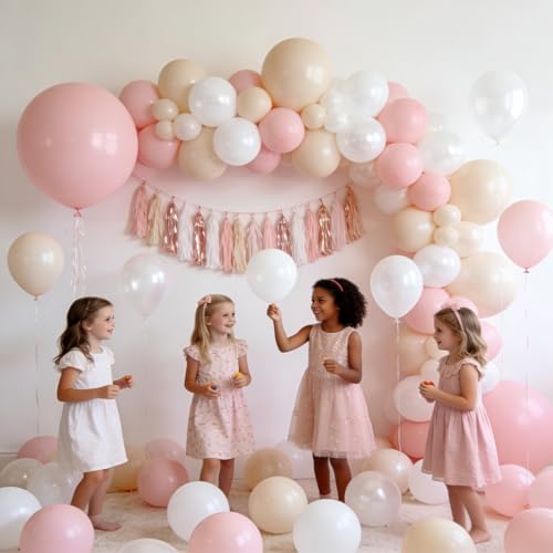 60 Pcs Pink and White Balloons - 12 Inch Latex for Parties