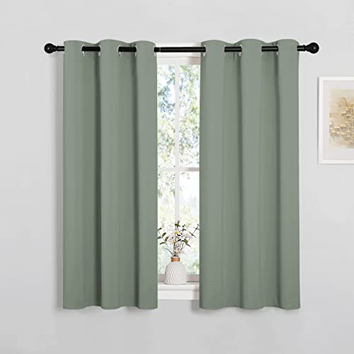 NICETOWN Greyish Green Blackout Curtains 34" x 48" - 2 Panels