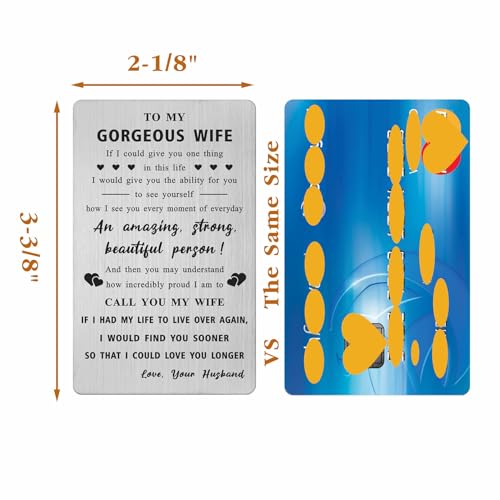 Engraved Stainless Steel Wallet Card Insert - Romantic Gift for Wife from Husband
