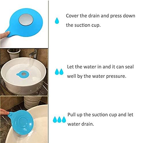 Mydio Silicone Bathtub Drain Stopper - Water-Drop Design, Blue