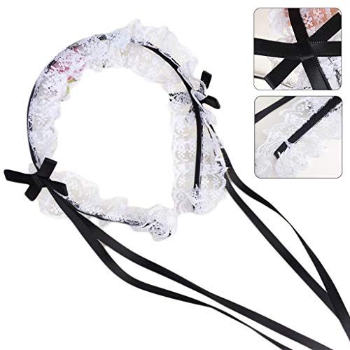 Ruffled Lace Steampunk Headband with Ribbon Knot Japanese Maid Hair Hoop