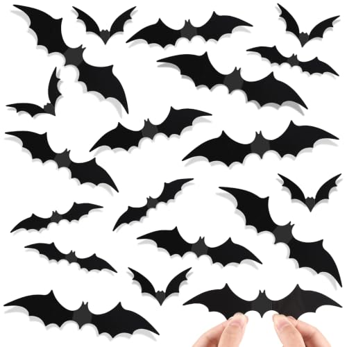 120 Pcs 3D Black Bat Wall Decor - Halloween Stickers Set
