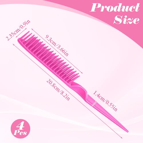 Tweruna 4 Pack Pink 3-Row Hair Comb for Natural Hair Detangling & Braids