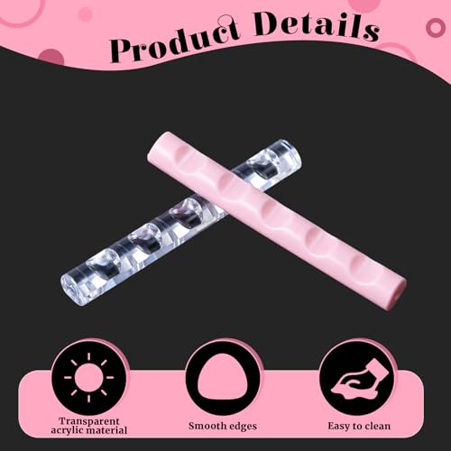 Mozeat Lens Acrylic Nail Brush Holder Stand - 2 Pcs Clear & Pink