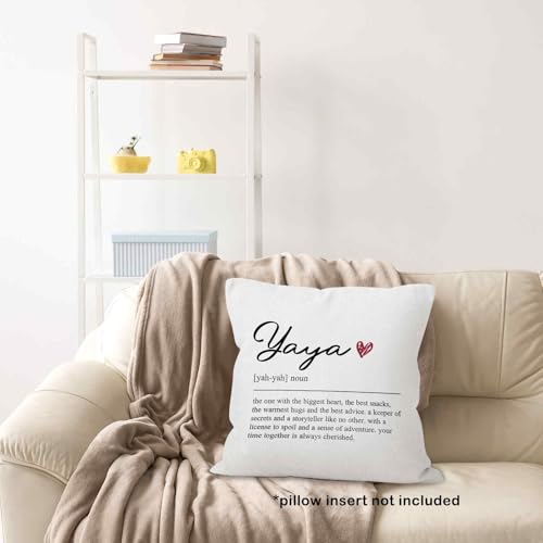 Yaya Throw Pillow Cover 18x18 for Grandmother - Soft Flannelette Decor