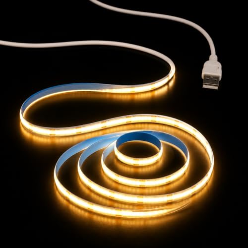 3000K Warm White COB LED Strip Light - 3.28FT USB Indoor Lighting