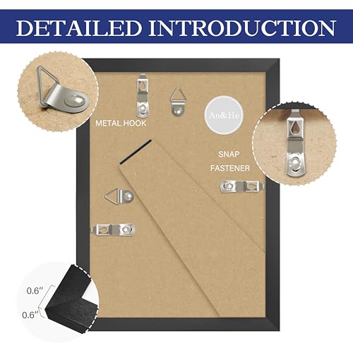 An&He 5x7 Black Picture Frame - Minimalist Tabletop & Wall Display