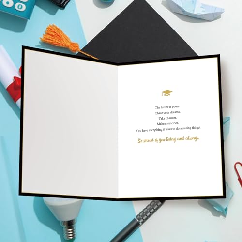 Inspirational Graduation Card - Black & Gold Keepsake Gift (Model SK-131)