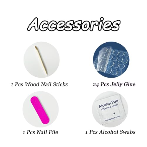 Long Square Press On Nails Yellow French Acrylic False Nails with Shell Design & Rhinestones