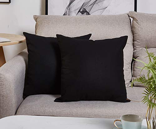 TangDepot 12x12 Black Cotton Throw Pillow Cover - Durable, Removable Zipper