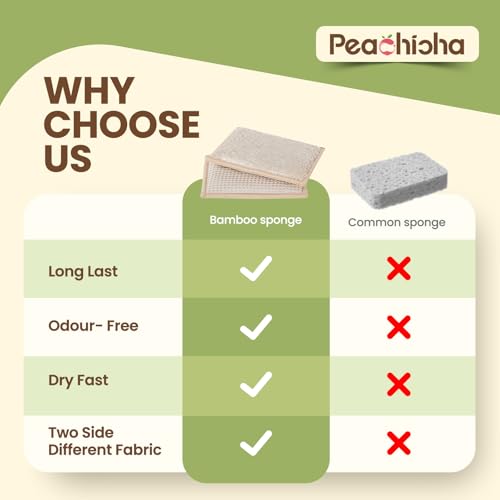 Reusable Bamboo Dish Sponges - Eco-Friendly Kitchen Cleaning Pads, Pack of 10