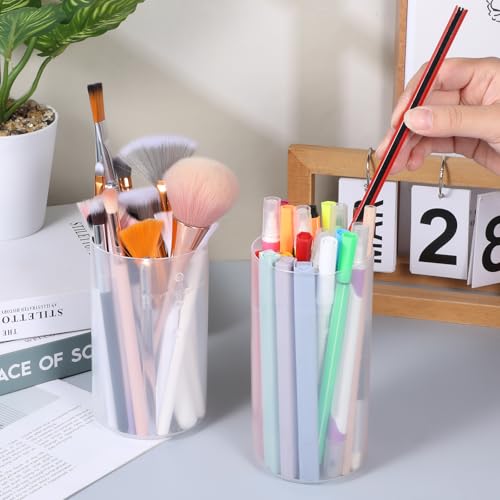 Retractable Makeup Brush Organizer with Adjustable Height - Clear Plastic Storage Case for Travel & Home
