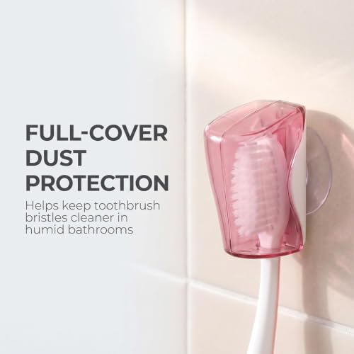 3-Pack Travel Toothbrush Head Covers with Suction Cup - Bathroom Wall Mount & Portable