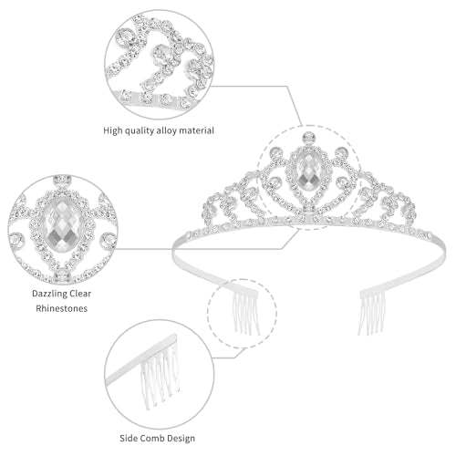 Aprince Silver Crystal Tiara Princess Crown Headband for Women