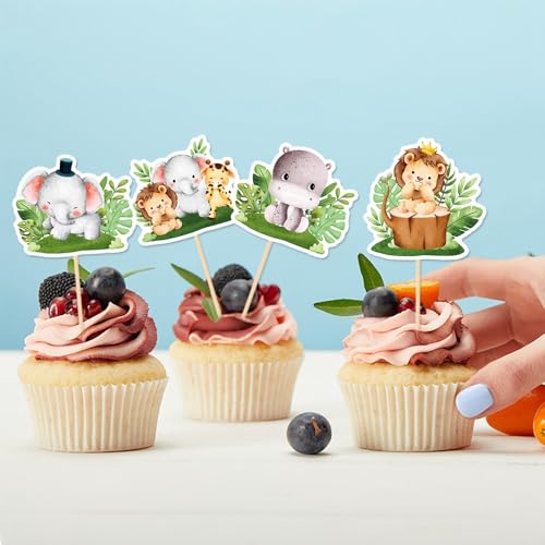 Safari Cupcake Toppers - 24 PCS Baby Shower Decorations