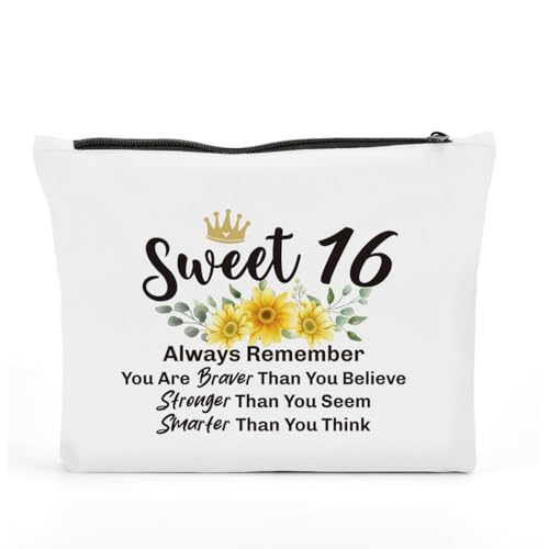Funny 16th Birthday Makeup Bag Cotton Cosmetic Pouch for Girls