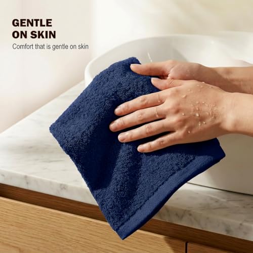 Utopia Towels 12-Pack Cotton Washcloth Set - Soft, Highly Absorbent, Navy