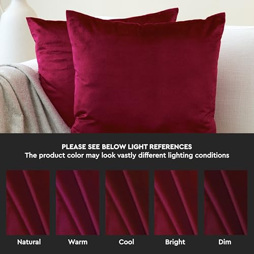 Encasa XO Maroon Velvet Throw Pillow Covers 12"x12" (Pack of 2)