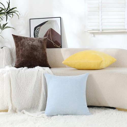 Jeneoo Baby Blue Chenille Throw Pillow Covers Set of 2 20x20 Inches