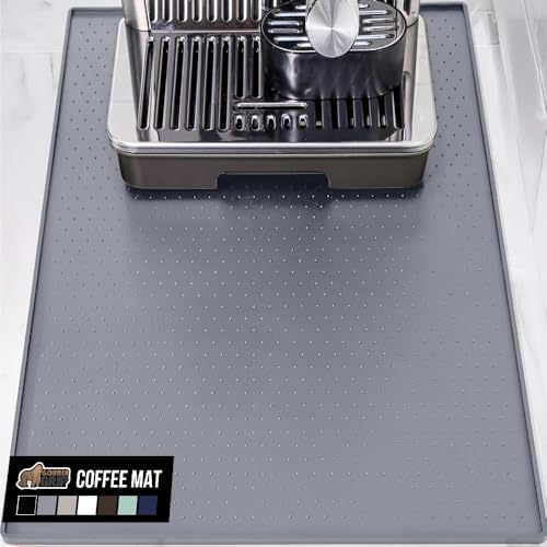 GORILLA GRIP Silicone Coffee Mat 18x28 - Gray, Waterproof & Heat Resistant