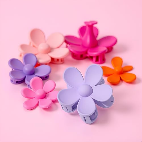 Purple Flower Hair Claw Clip Anti-Scratch Secure Jaw Grip