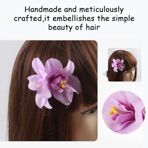 Rowcay Bohemian Flower Hair Clips 5pcs Tropical Hibiscus Hairpins