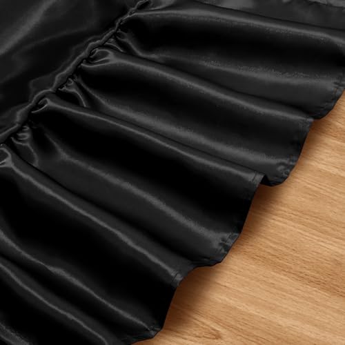 Black Satin Table Runner 2 Pack, 12x108 Inch Ruffle Design