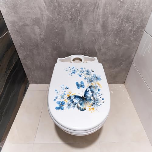 Blue Butterflies Flower Wall Art Stickers - 2 Sheets of Removable Decor