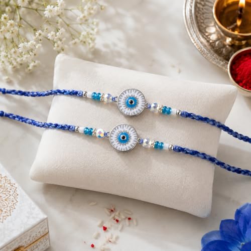 Evil Eye Bracelet Set for Brother - Rakhi Gift with Card