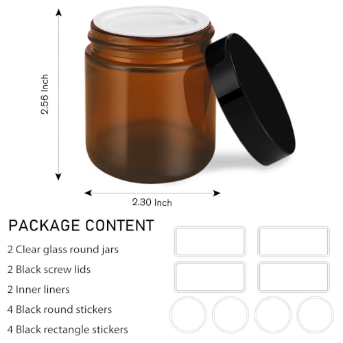 4 oz Glass Jars with Lids, 2 Pack Blue & Amber Small Leakproof Containers