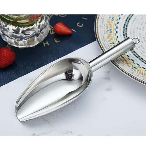 Berglander 6oz Stainless Steel Ice Scoop - Heavy Duty Metal Silver Scooper