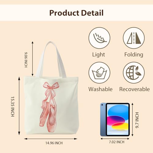 NATSUNO Canvas Tote Bag - Coquette Pink Bow Ballet Science Graduation Gift