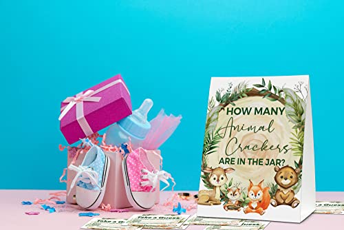 Jungle Safari Baby Shower Game Sign and Guessing Cards Set