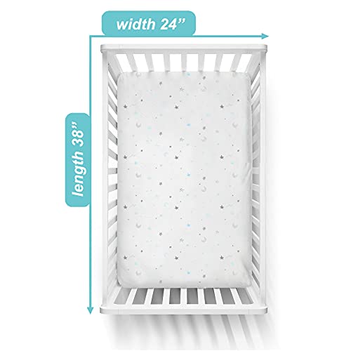 American Baby Company 2-Pack Fitted Mini Crib Sheets, Blue Star/Zigzag