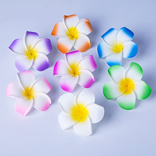 CBLUO 12 Pcs Plumeria Flower Hair Clips Hawaiian Luau Beach Hair Barrettes