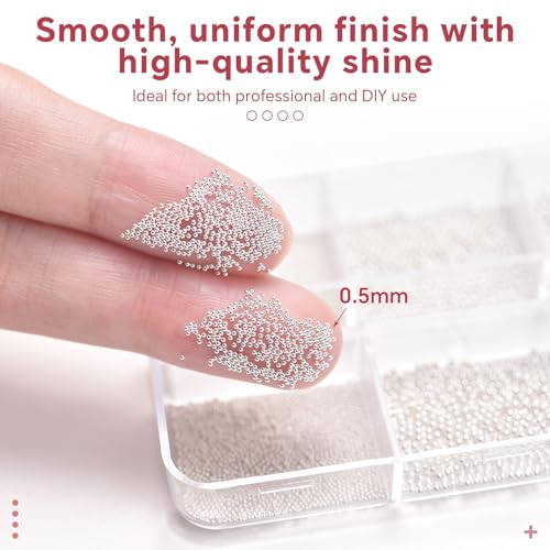 Siyuwuro Mini Metal Caviar Beads for Nail Art 3D Gold Silver Charms