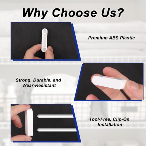 8 Pack White ABS Wire Shelving End Caps for Closet Rods & Shelves