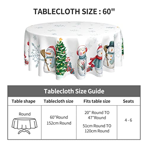 Sweetshow Winter Snowflake Round Tablecloth 60 Inch - White Holiday Christmas Decor