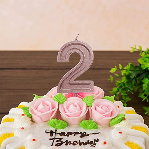 LUTER Rose Gold Glitter Number Birthday Cake Candle Topper
