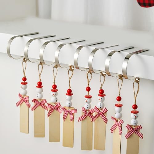 Silver Christmas Stocking Holders Set of 8 - Durable & Shatterproof Holiday Decor