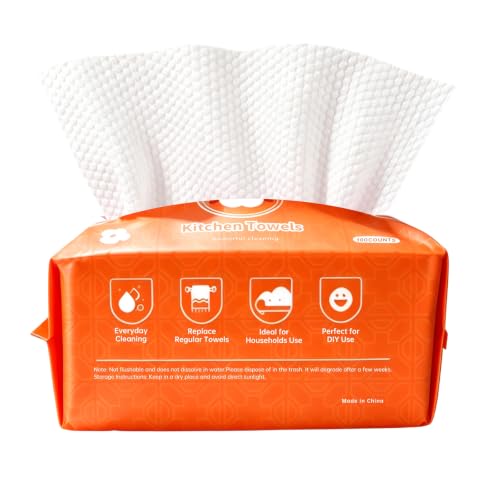 2-Ply Disposable Cleaning Washcloths, 100 Pack for Kitchen Use