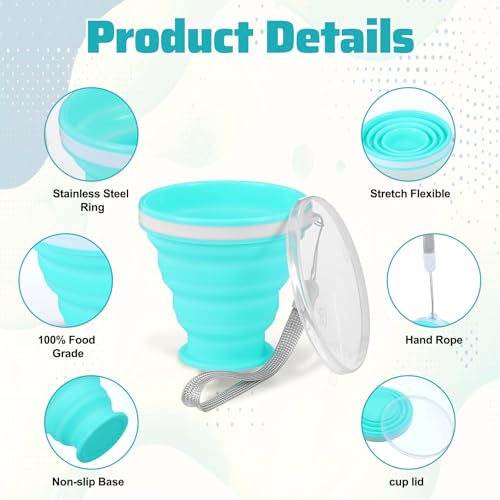 3 Pack Collapsible Cups for Traveling,Collapsible Travel Cup,Portable Reusable Silicone Drinking Folding Cup Set with Lid for Outdoor Adventures,Camping, Hiking, and Daily Use