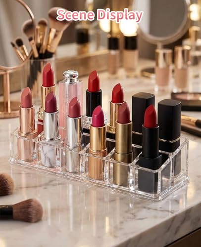 12 Slot Acrylic Lipstick Organizer - 2 Pack Clear Storage Holder