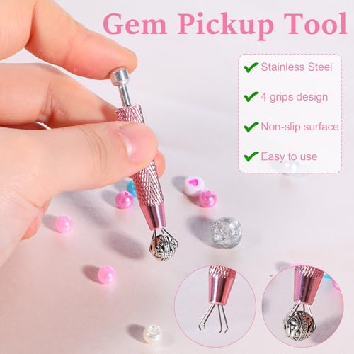 Cobee 2 Pcs Piercing Ball Grabber Tool 4-Claw Gem Tweezers Holder