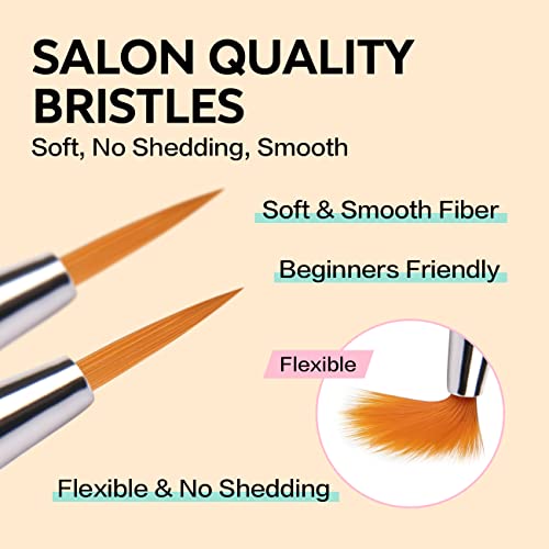 AIMEILI Nail Art Brushes Set & Dotting Pen Kit for Gel Polish Design