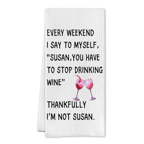Funny Wine Waffle Kitchen Towel - Section 1, 16x24 Absorbent Dish Hand Towel