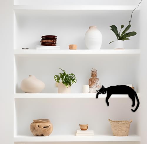 Wooden Black Cat Door Corner Decor - 7.87 Inch Cat Lover Home Accent