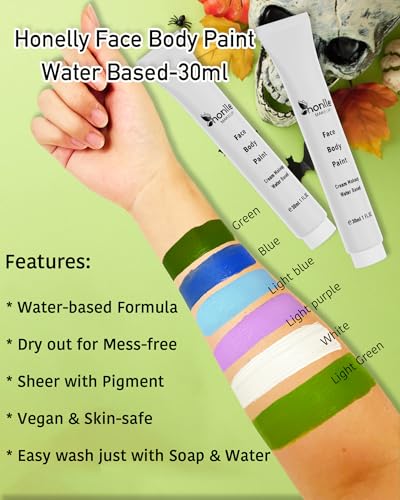 HONLLEY Royal Blue Face and Body Paint Cream - Hypoallergenic Water-Based Makeup for Costume Cosplay Halloween SFX