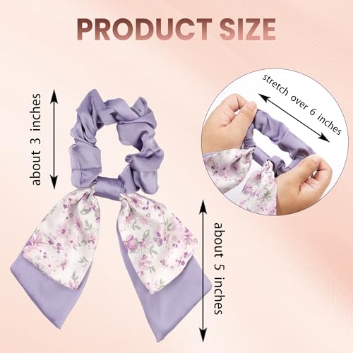 Satin Bow Scrunchies 4-Pack Elastic Hair Ribbons for Women